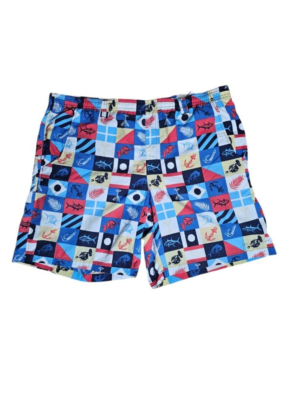 *Columbia PFG Mens Swim Trunks Size Medium Multicolor Fish Nautical Print